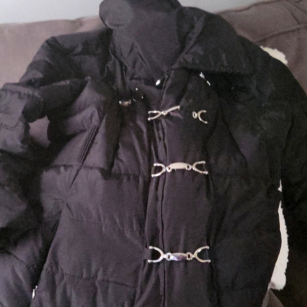 Black , knee length, silver buckles